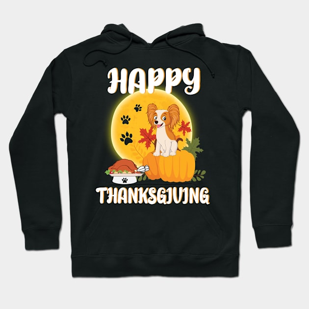 Papillon Seeing Turkey Dish Happy Halloween Thanksgiving Merry Christmas Day Hoodie by Cowan79